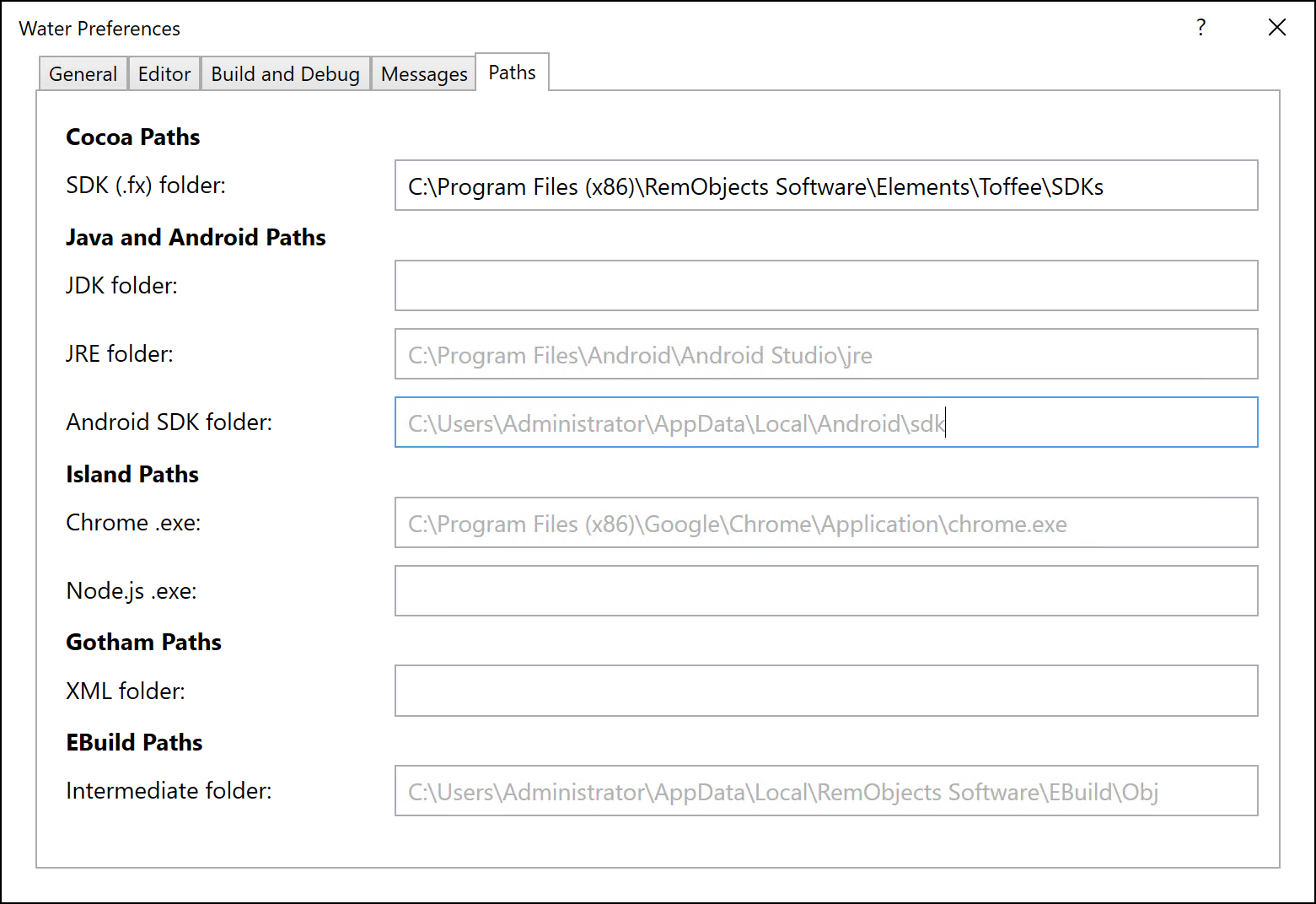 Setting up the Android SDK for Water