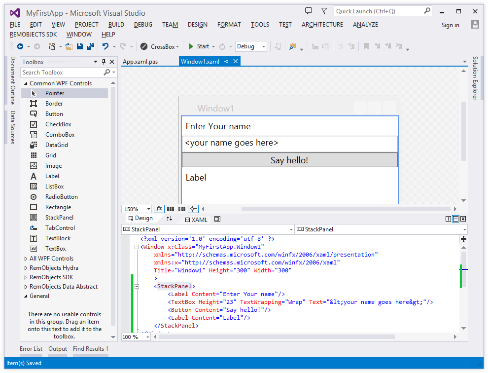 Your First Windows WPF App with Elements